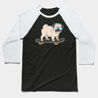 Skater Pug Baseball T-Shirt